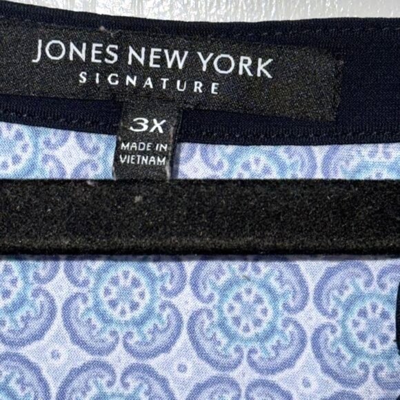 Jones New York Signature 3X Blue Sleeveless Top With Printed Design - Picture 2 of 6